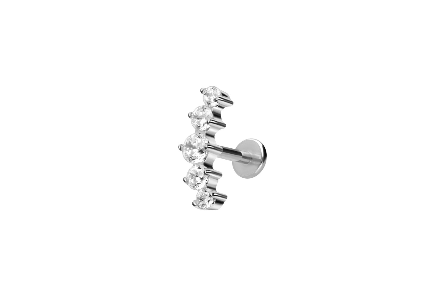 Titan Labret Piercing mit Innengewinde 5 EINGEFASSTE KRISTALLE